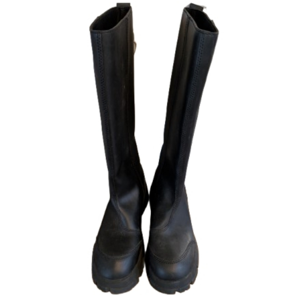COS Shoes Long Leather Rubber Boots Knee High Italian Size 10